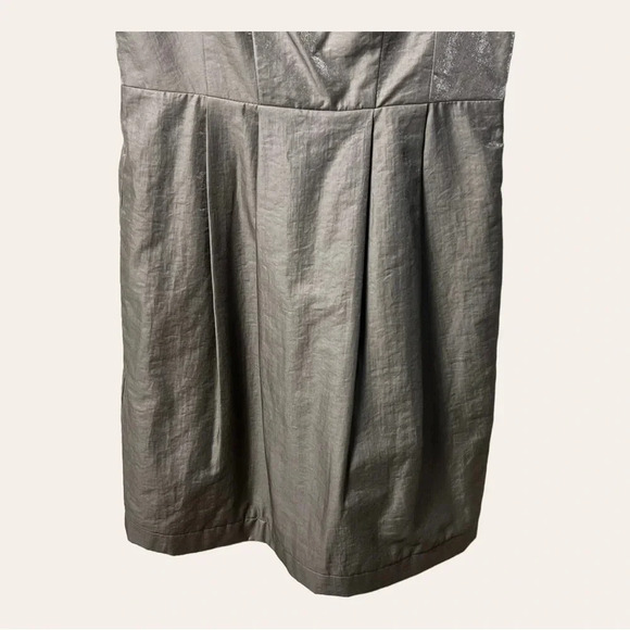 1093. ANTHROPOLOGIE YOANA BARASCHI KNEE LENGTH DRESS SIZE 2 METALLIC TOUPE - Picture 4 of 11